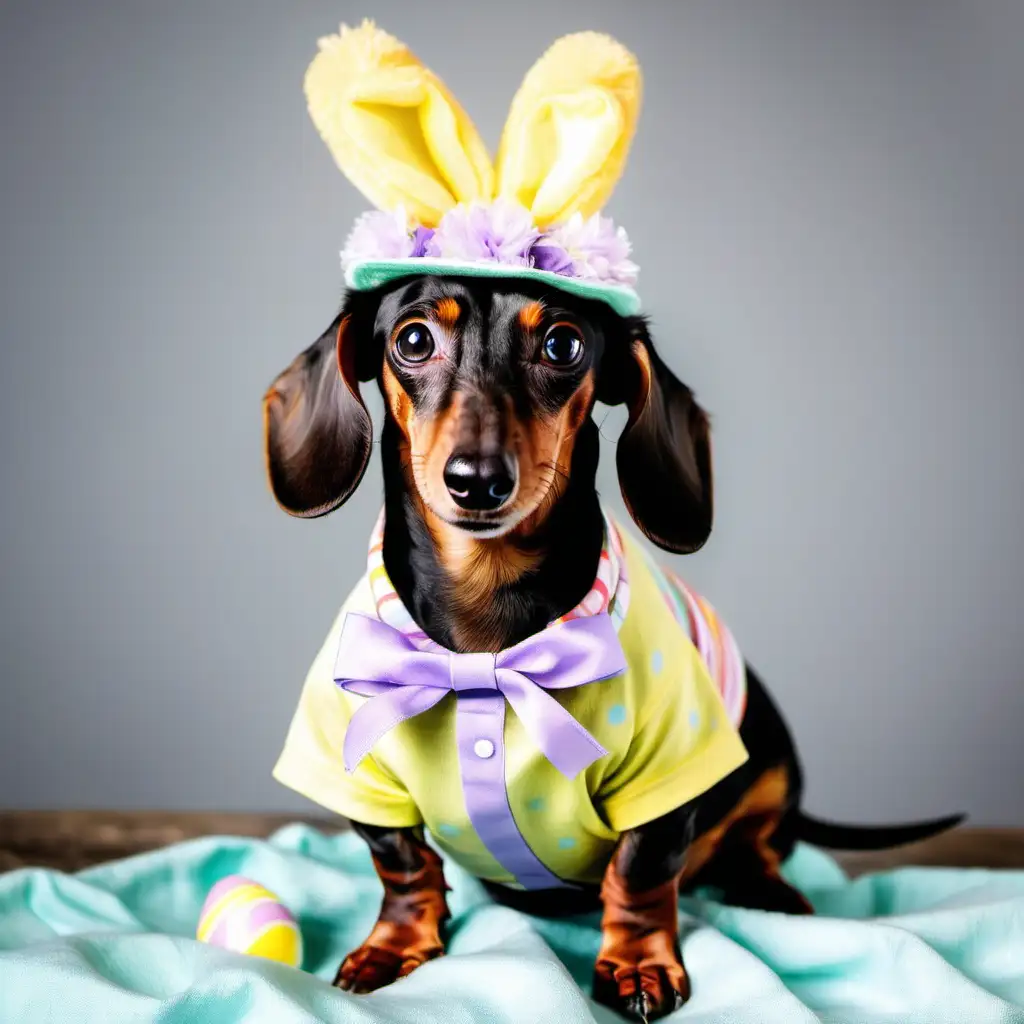 Adorable Dachshund in Easter Costume Poses for Celebration