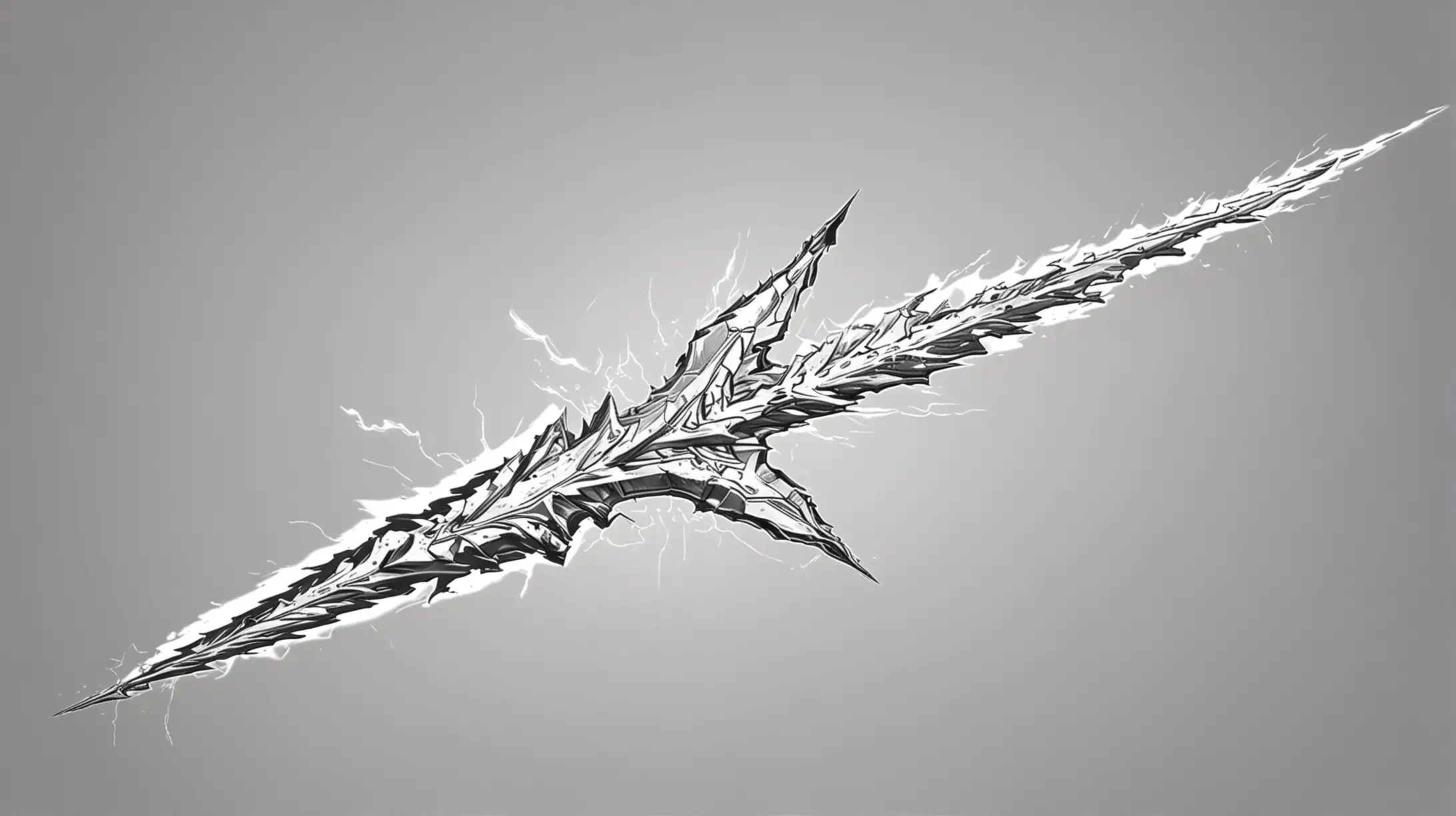 White Coloring Page with Lightning Bolt and Spear Weapon