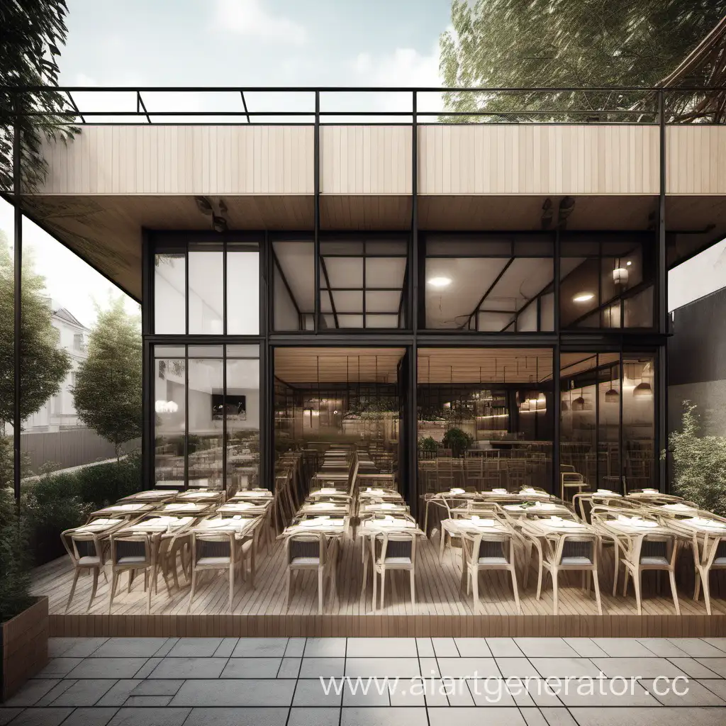 Urban-Cafe-Exterior-Design-with-Spacious-Inner-Courtyard-and-Terrace-Sketch-Beam