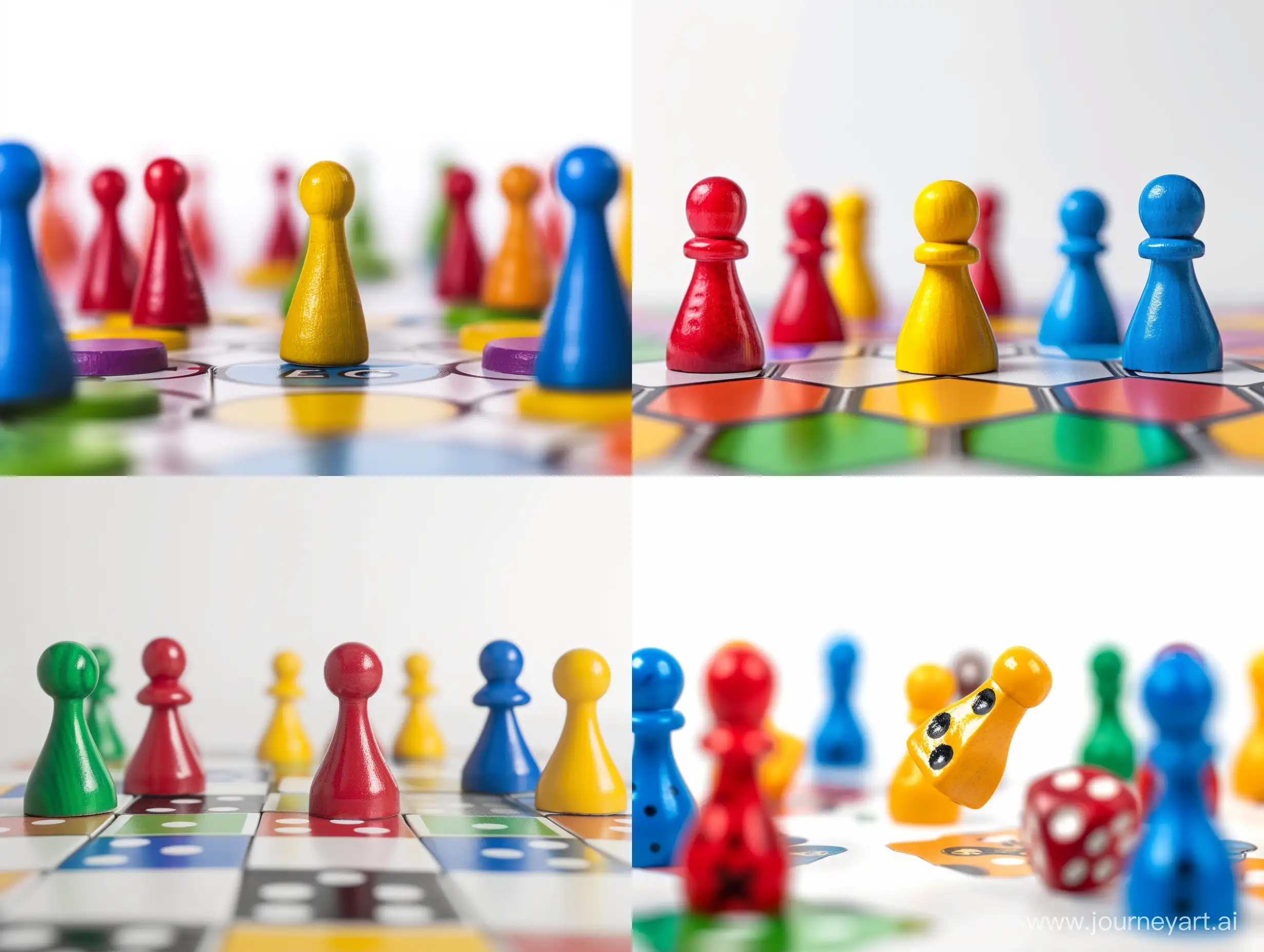 Floating-Board-Game-Figures-on-White-Background