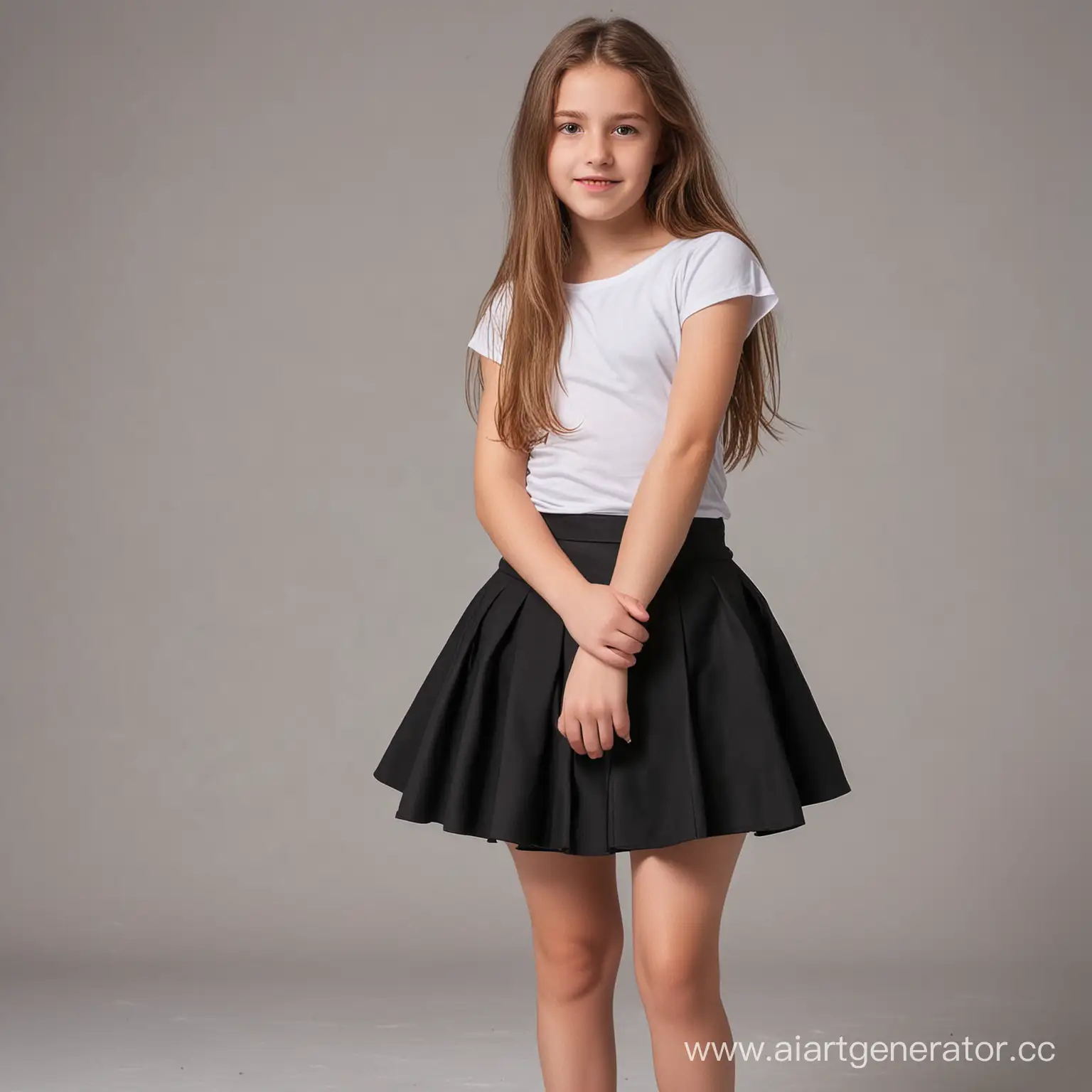 Девочка 12 лет в черной юбке