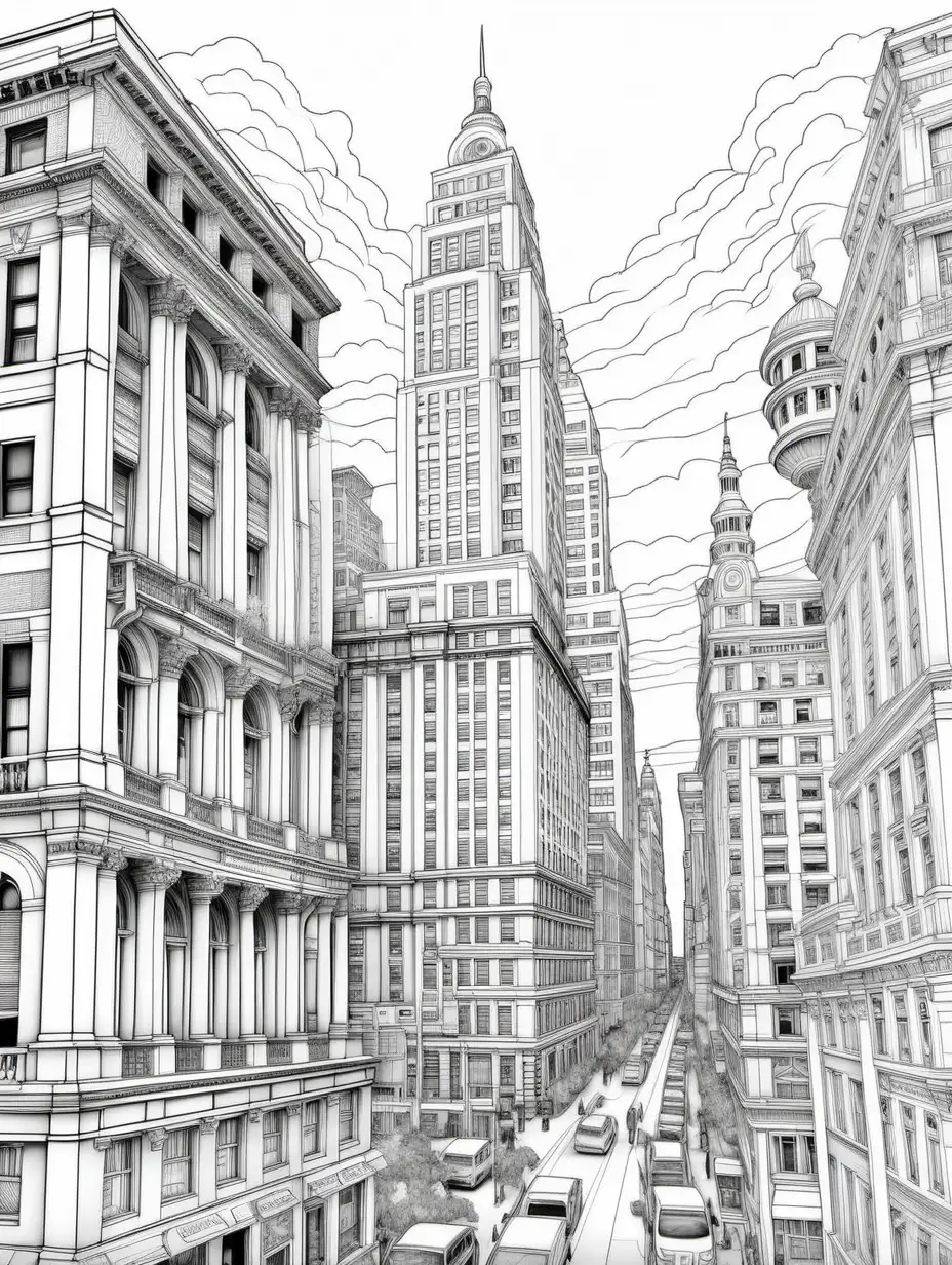 Detailed Coloring Images of Famous Landmarks for Adults Black and White Art