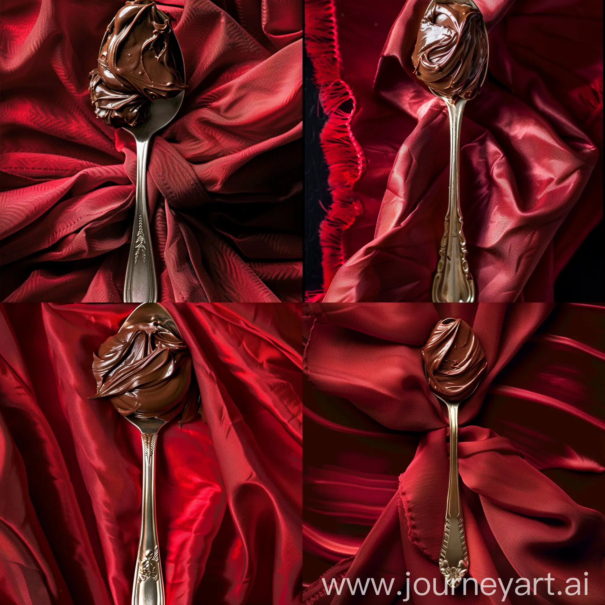 Luxurious-Nutella-Spoon-Resting-on-Red-Handkerchief