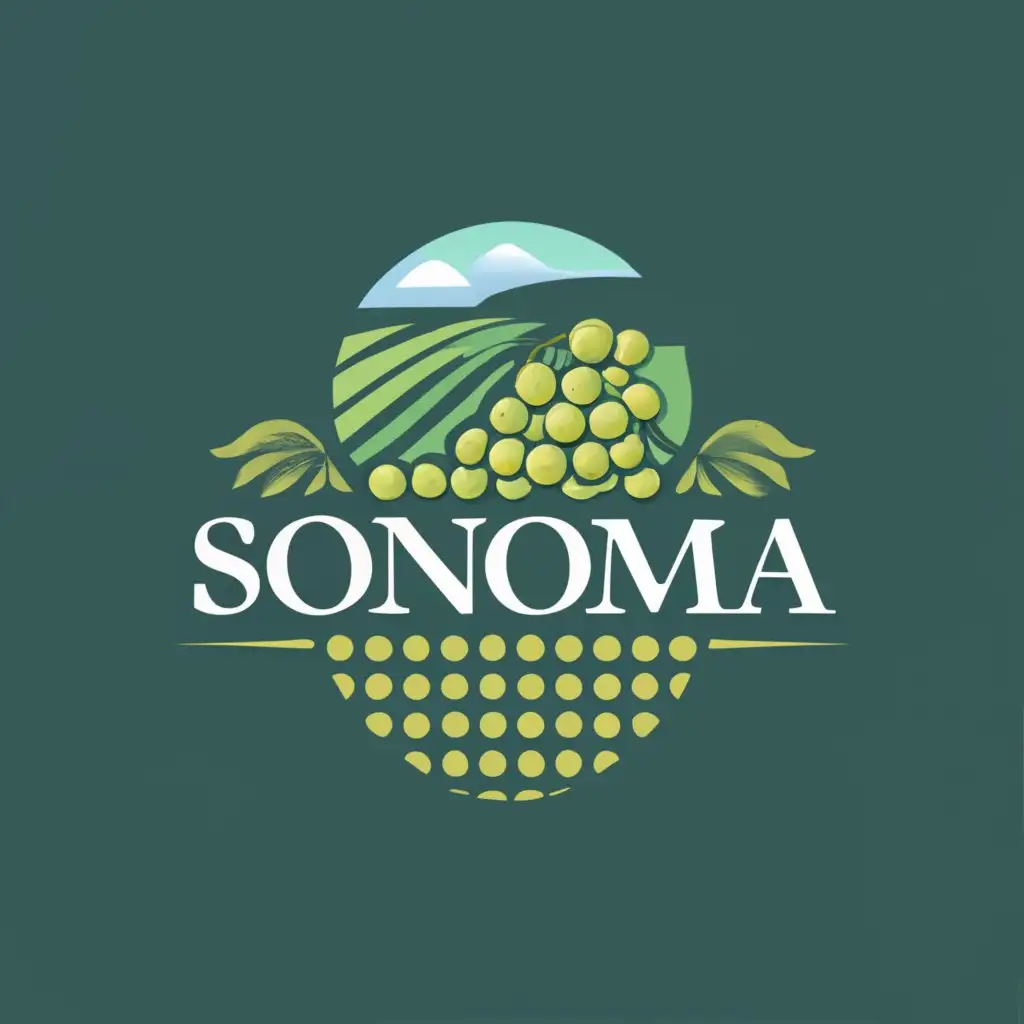 logo, logo, vector, emblem, shimmering, Winecountry, sonoma, insignia, wine glass, grapes, grape field, golden ratio, modern, with the text "wine country Sonoma", typography, be used in Nonprofit industry