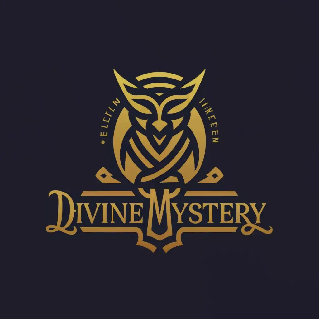 a logo design,with the text "Divine Mystery", main symbol:Owl,Moderate,clear background