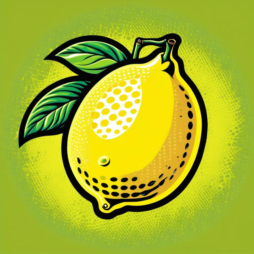 Vibrant Pop Art Lemon Illustration Citrus Splash in Bold Colors