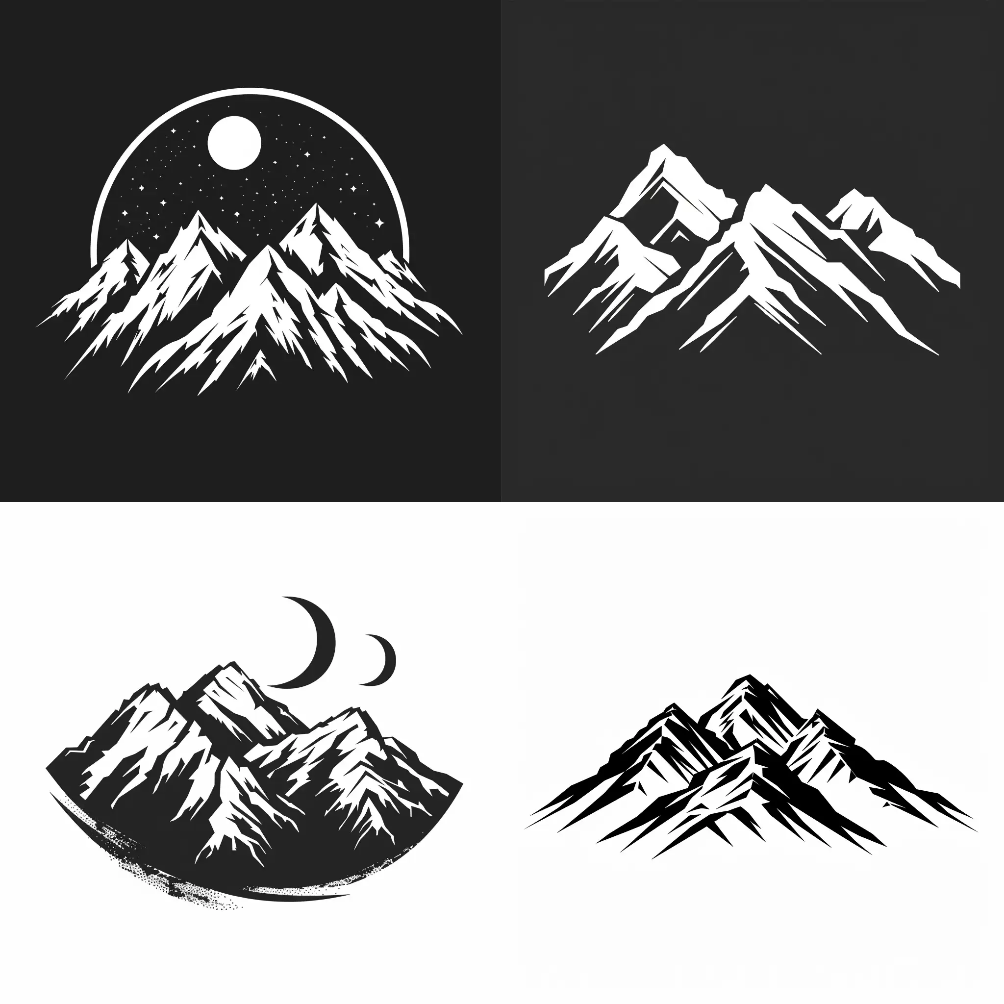 логотип черно-белый горы