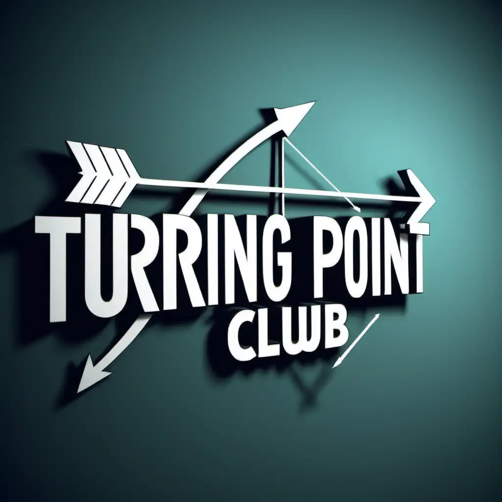 3D effect 
Name 
The TURNING POINT CLUB 
With an arrow 