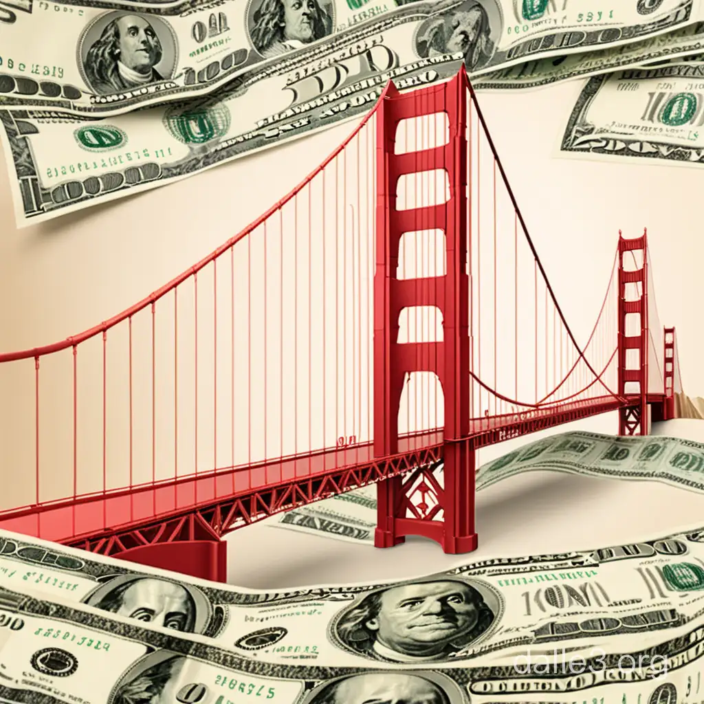 Golden Gate Bridge made with money