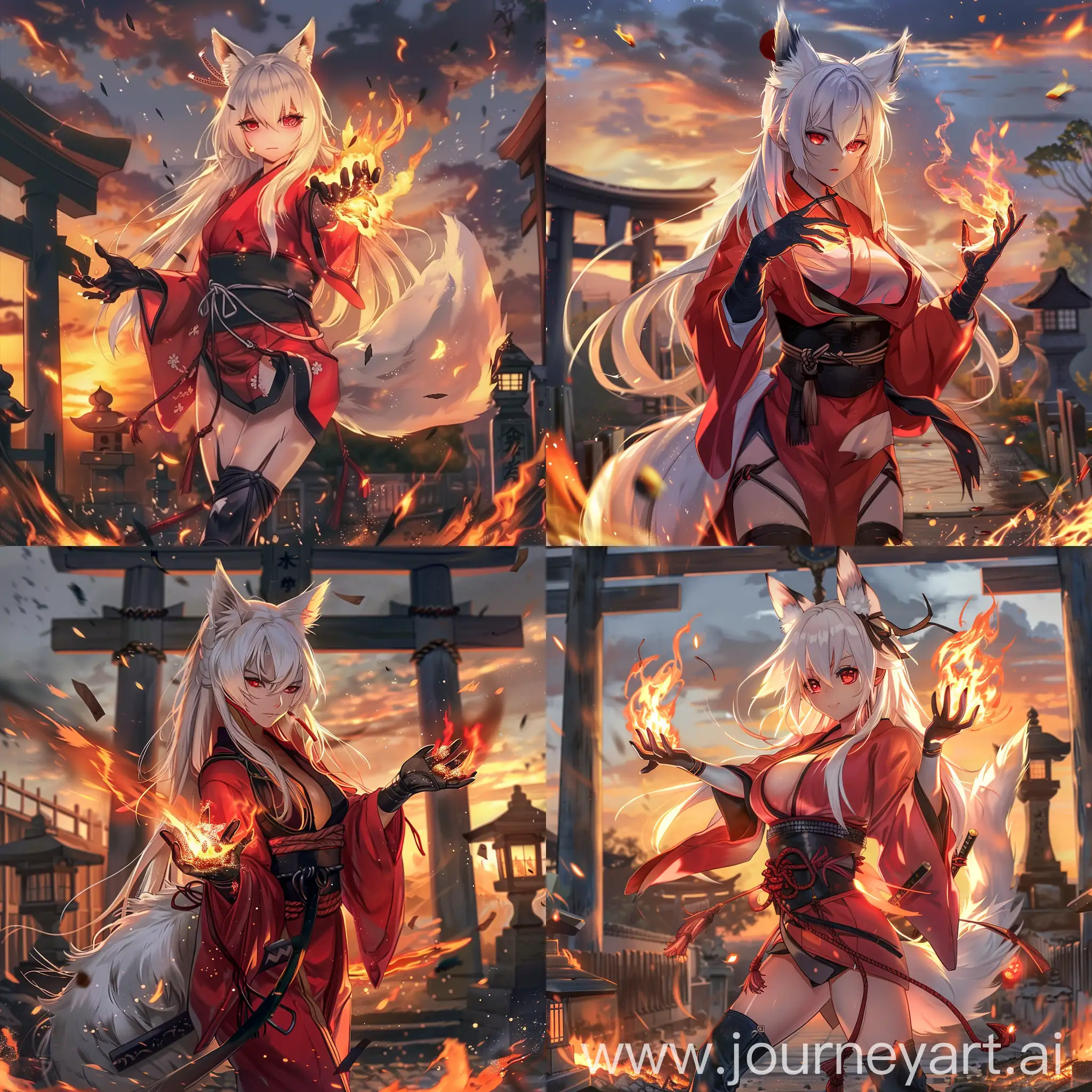Fiery-RedEyed-Fox-Sorceress-Conjuring-Flames-at-Sunset
