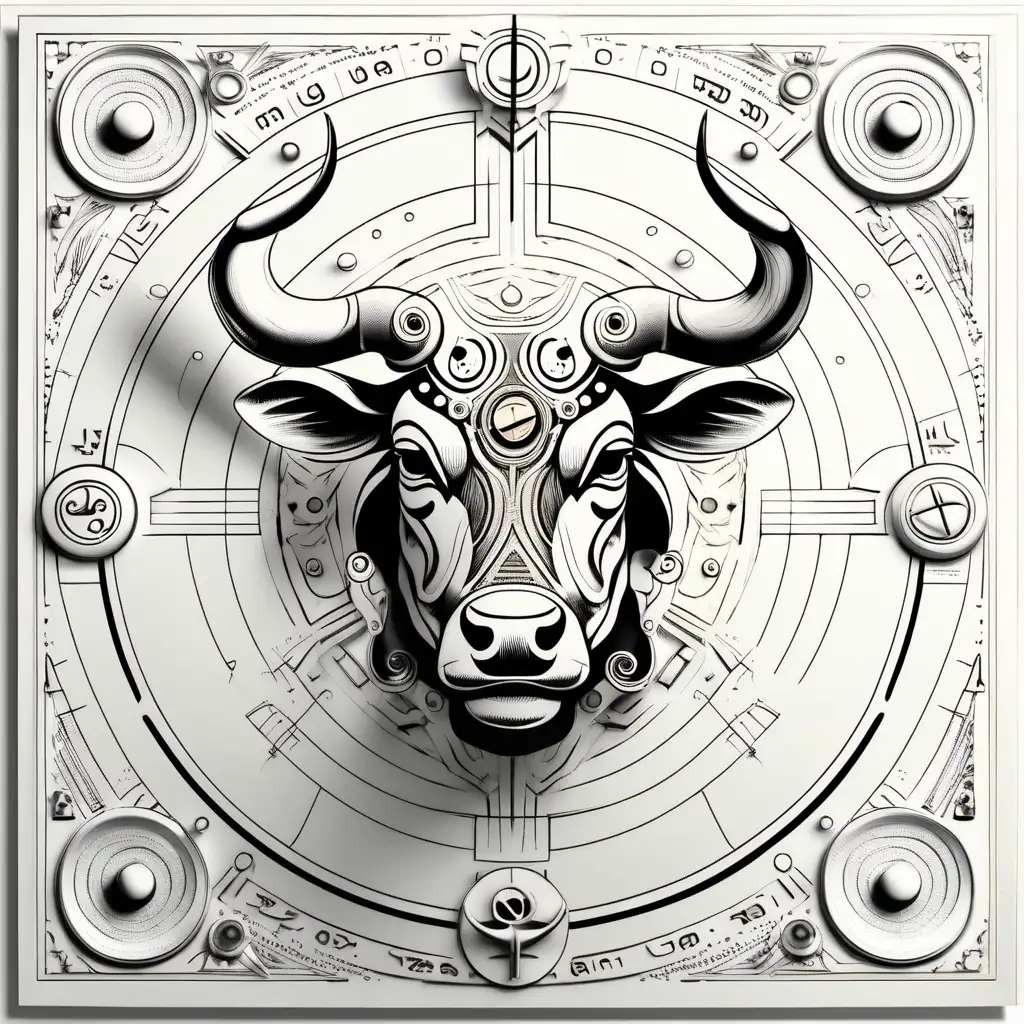 astrology taurus on pure white paper front view 