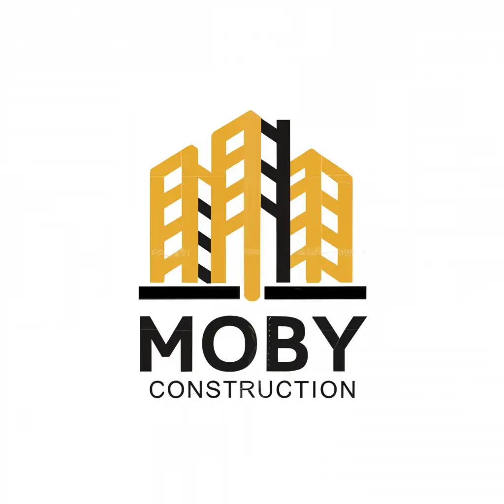 a logo design,with the text "Moby construction", main symbol:Building,Moderate,be used in Real Estate industry,clear background