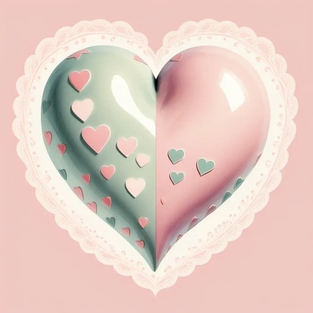 Whimsical Heart Illustration in Soft Pastel Colors with VintageInspired Design
