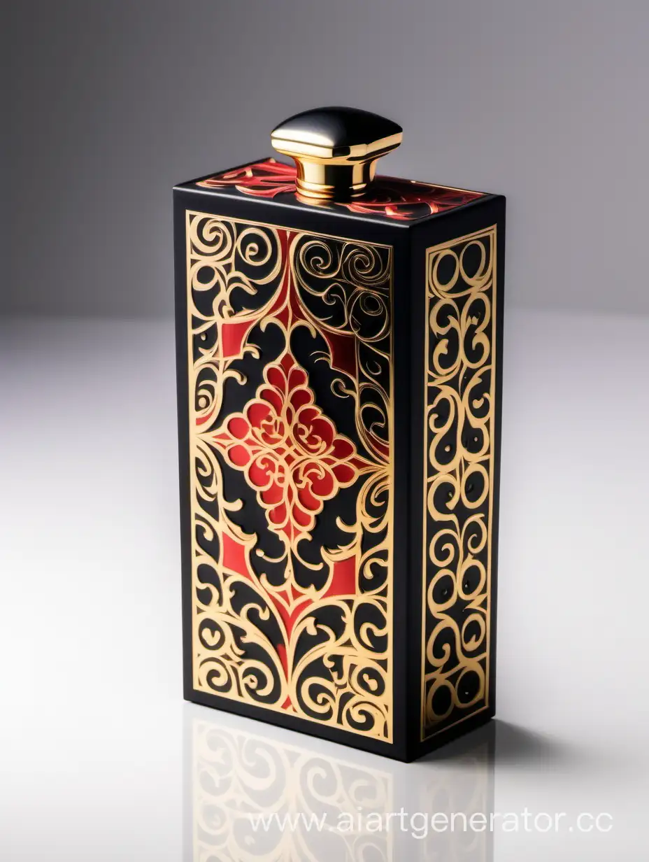 Luxury-Dark-Red-and-Gold-Perfume-Box-with-Arabesque-Pattern-on-White-Background