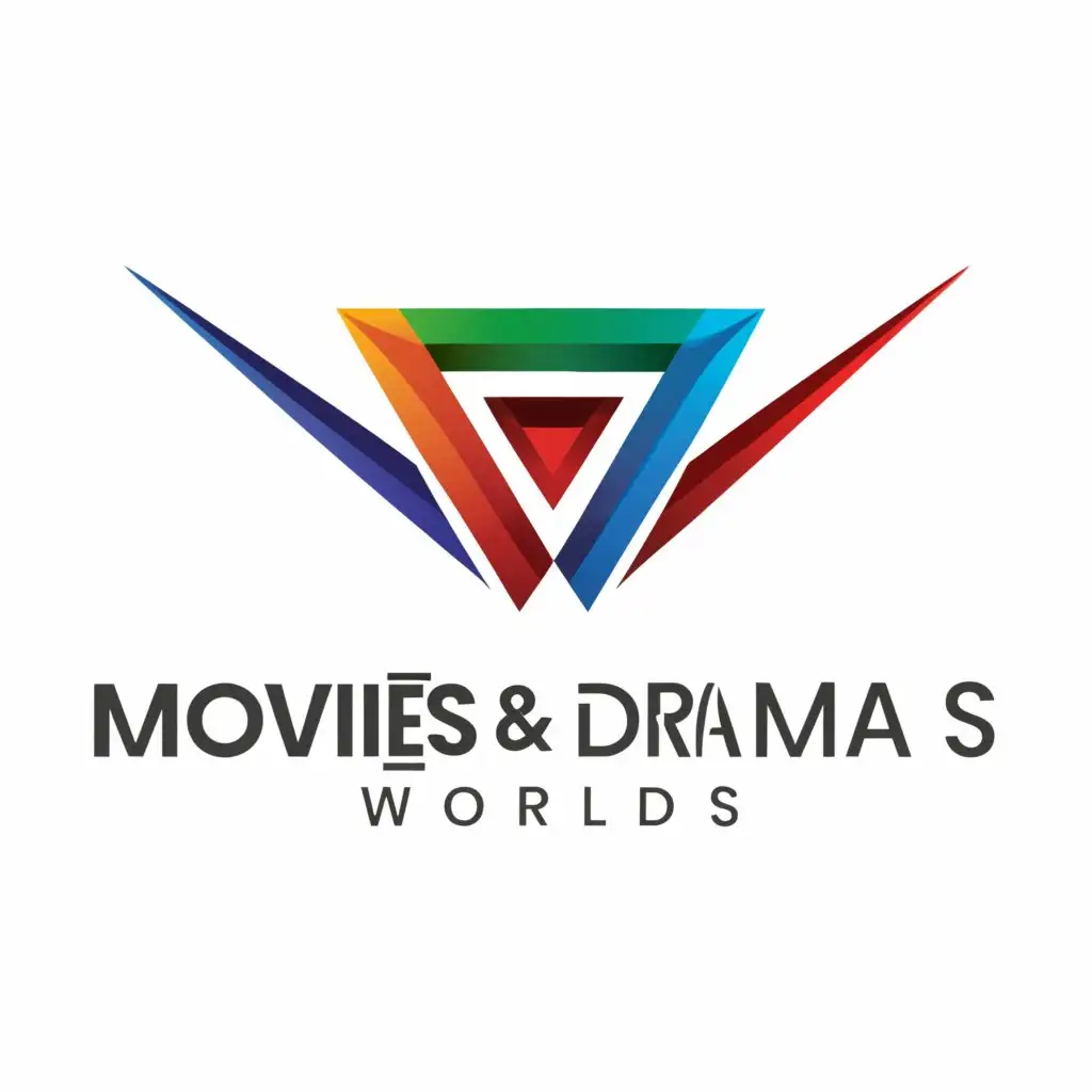 a logo design,with the text "Movies & Dramas Worlds", main symbol:red triangle,Moderate,clear background