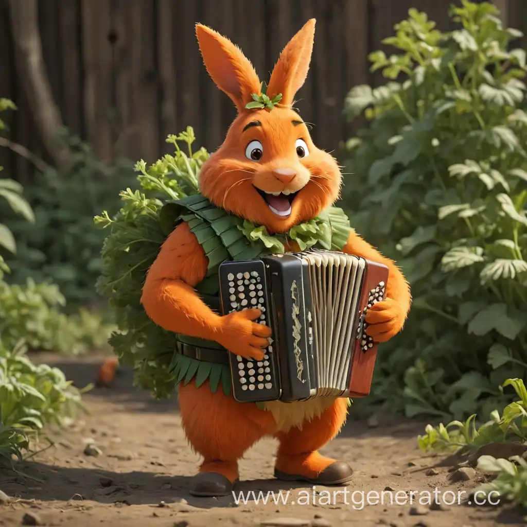 морковка играет на аккордеоне