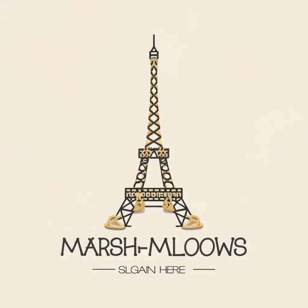 LOGO-Design-For-Marshmallows-Spaghetti-Eiffel-Tower-with-Marshmallow-Topper