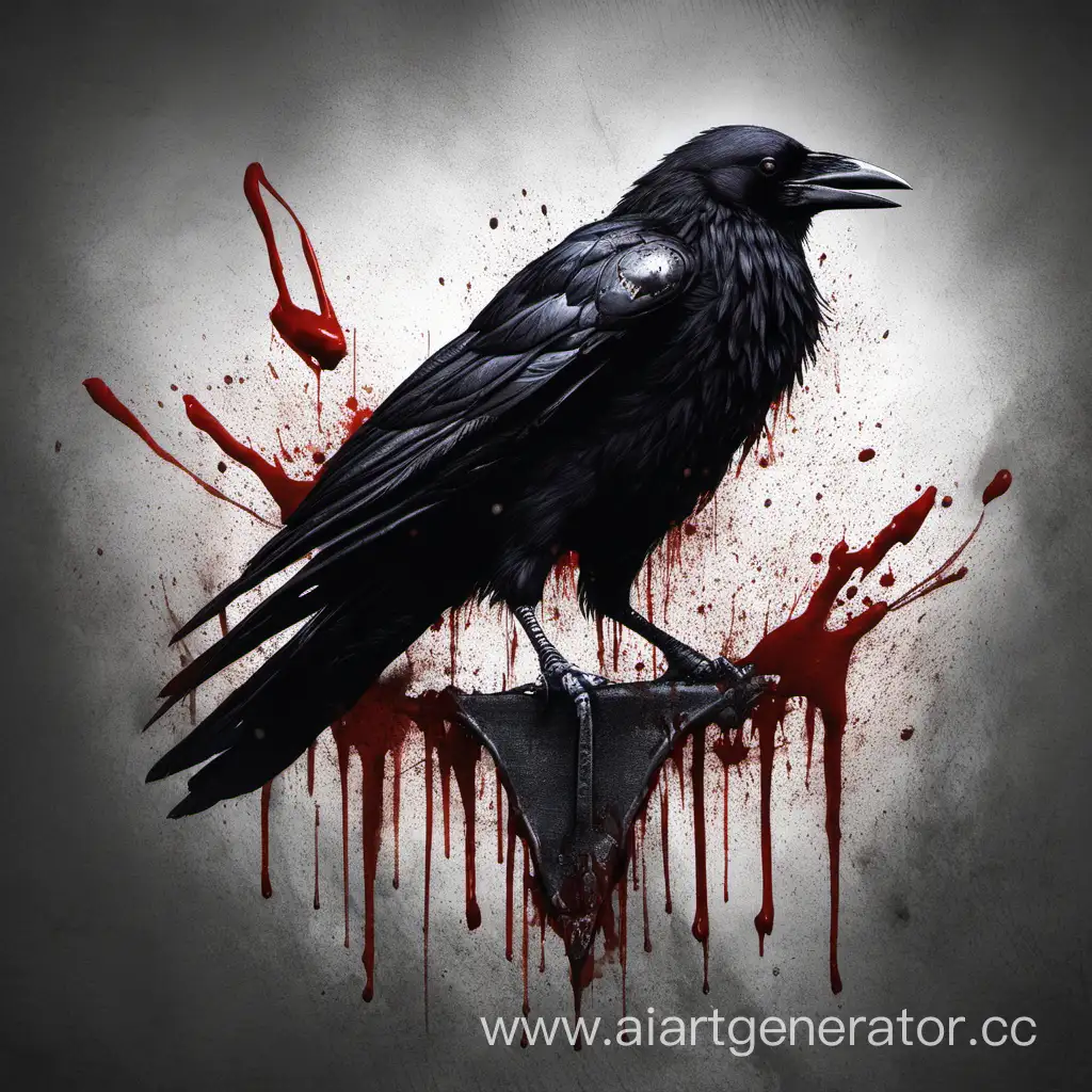 Sinister-Crow-with-Bloodstained-Feathers-in-Dim-Light