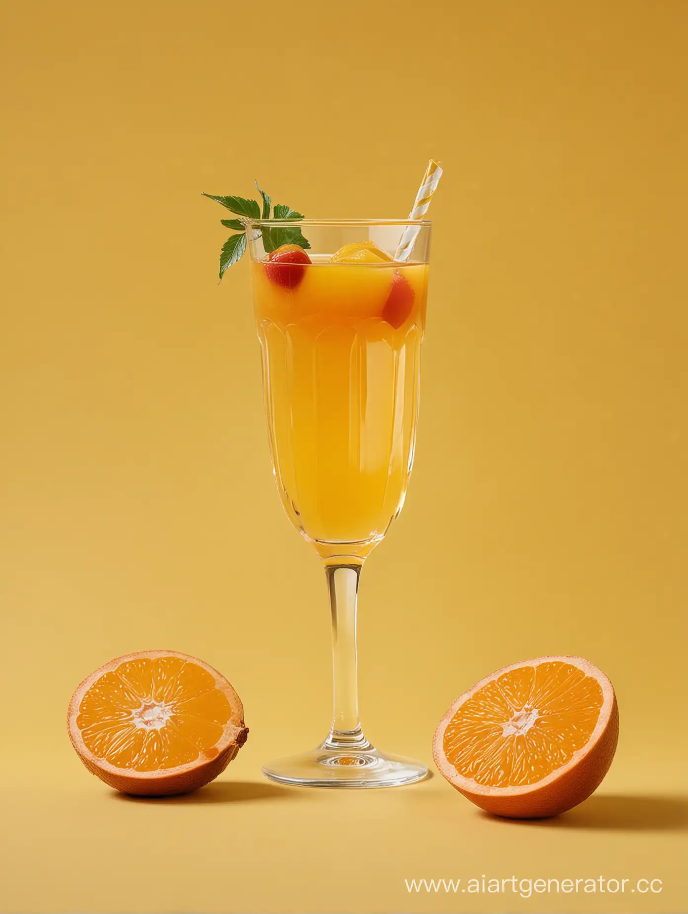 Fresh-AkebiFruit-Juice-in-Classic-Glass-on-Lively-Yellow-Gold-Background