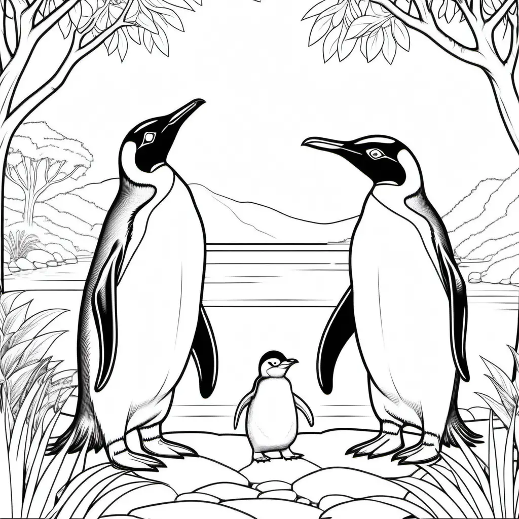 Adorable Penguin Coloring Page Penguins Feeding in the Garden of Eden