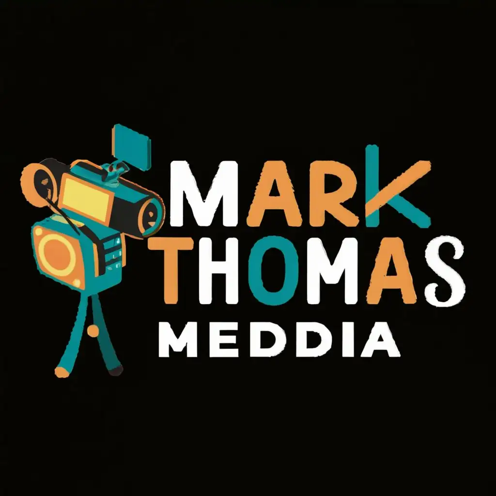 logo, Media, with the text "MARK THOMAS MEDIA", typography, be used in Nonprofit industry