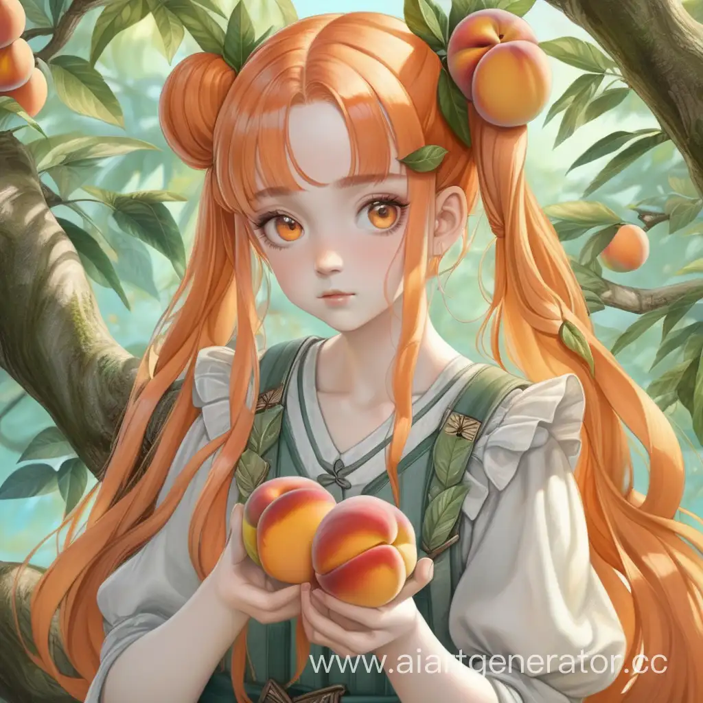 Enchanting-Girl-with-Heterochromia-Holding-a-Peach