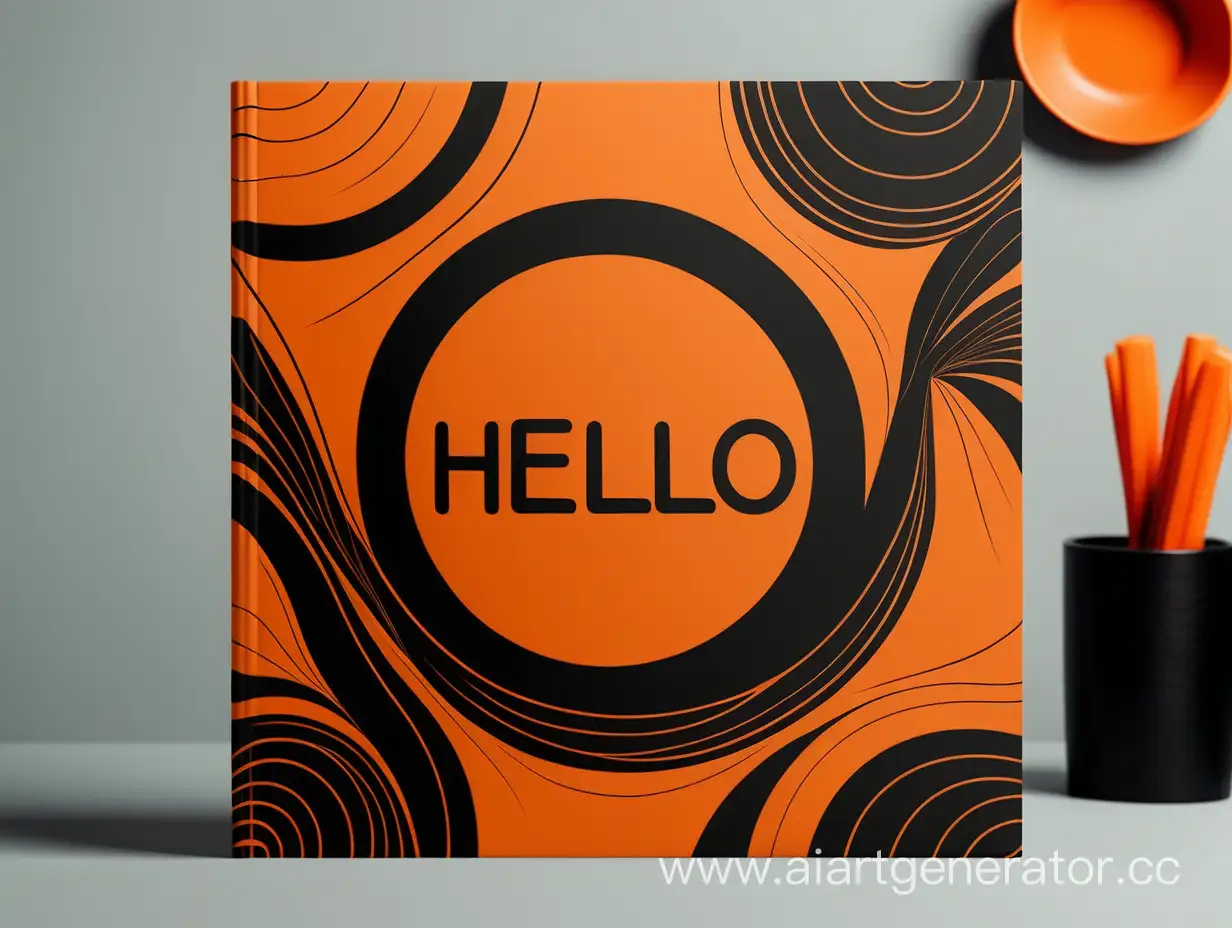 обложка с надписью hello оранжевые и черные тона
