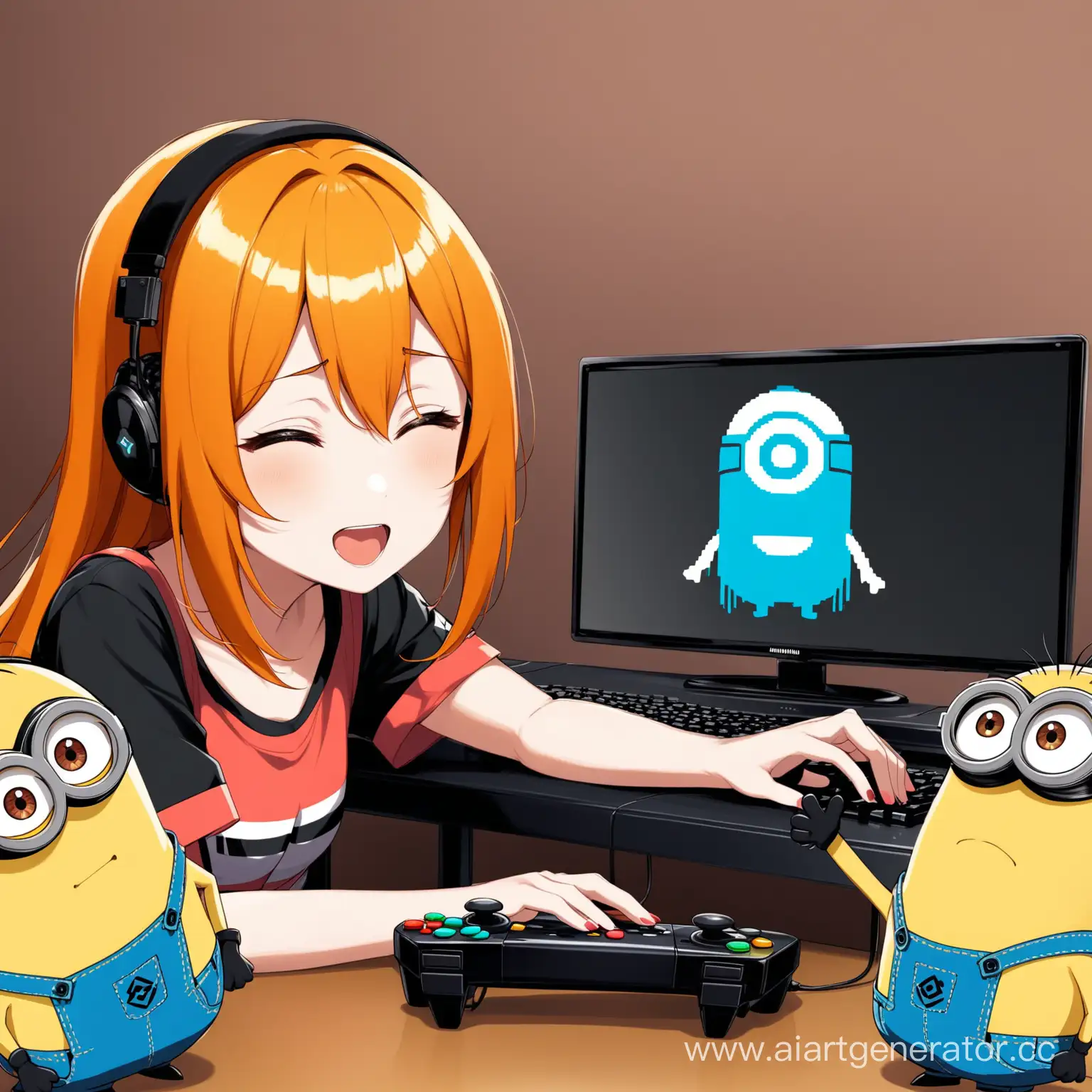 Teto-Kasane-Vocaloid-Playing-Console-with-Minions