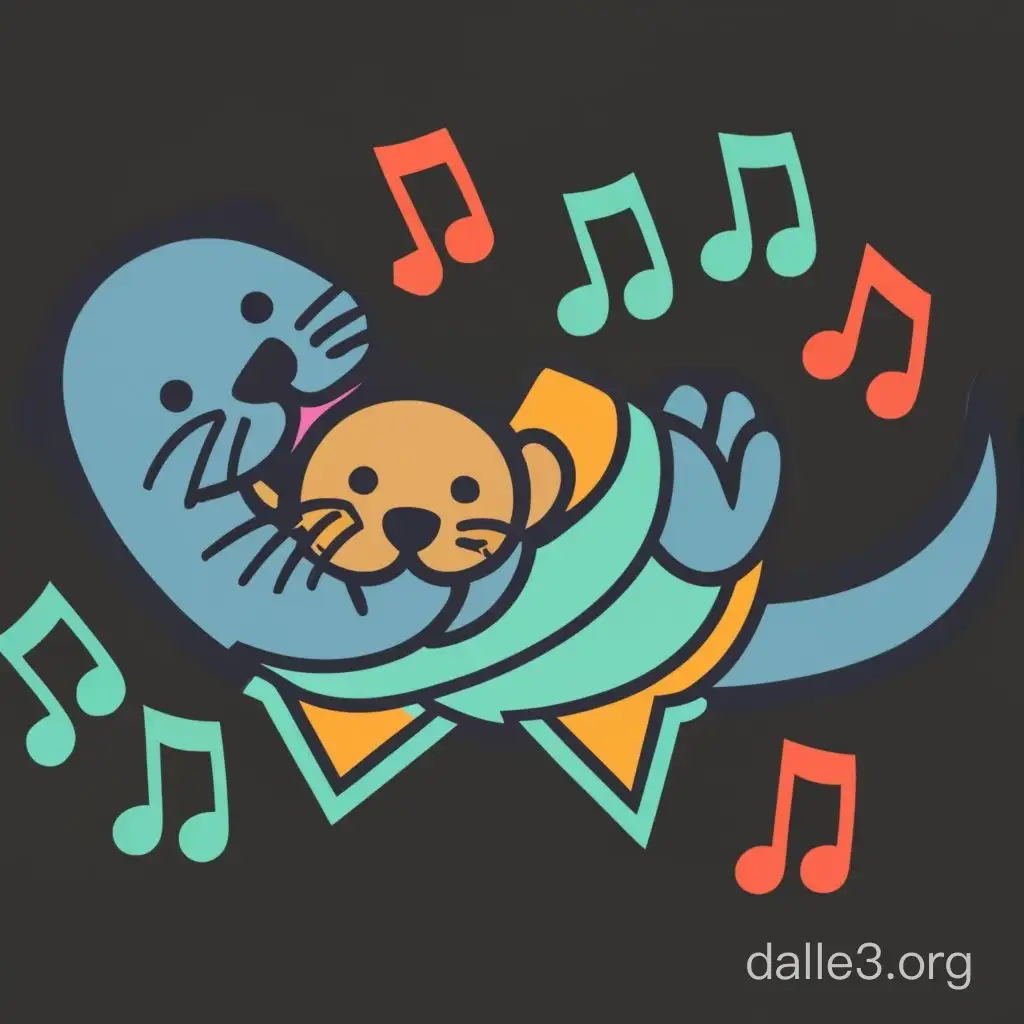 create and svg file of a river otter singing in the rain with her child