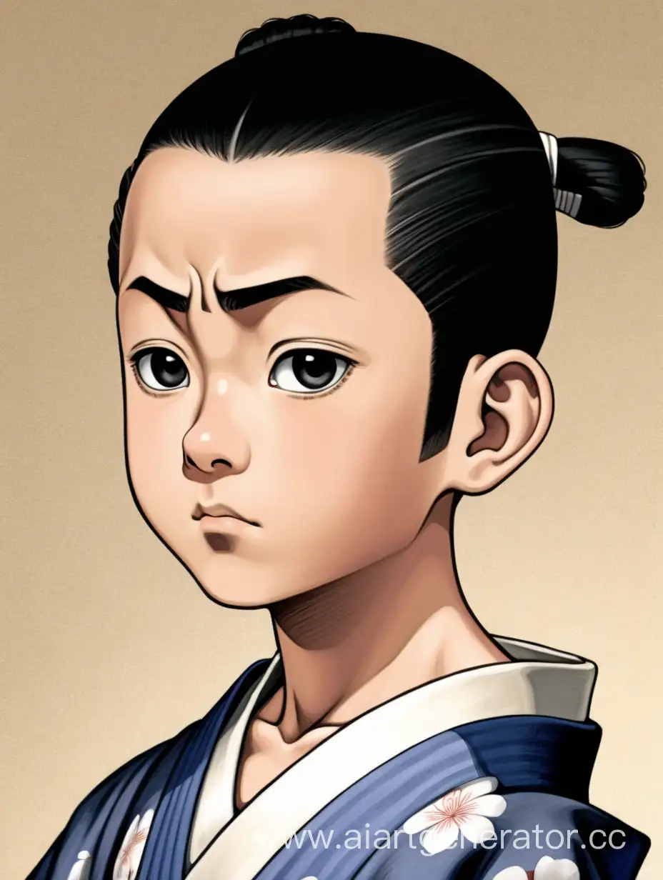 Japanese-Boy-in-Traditional-Attire-with-Combed-Back-Hair-and-Big-Black-Eyes