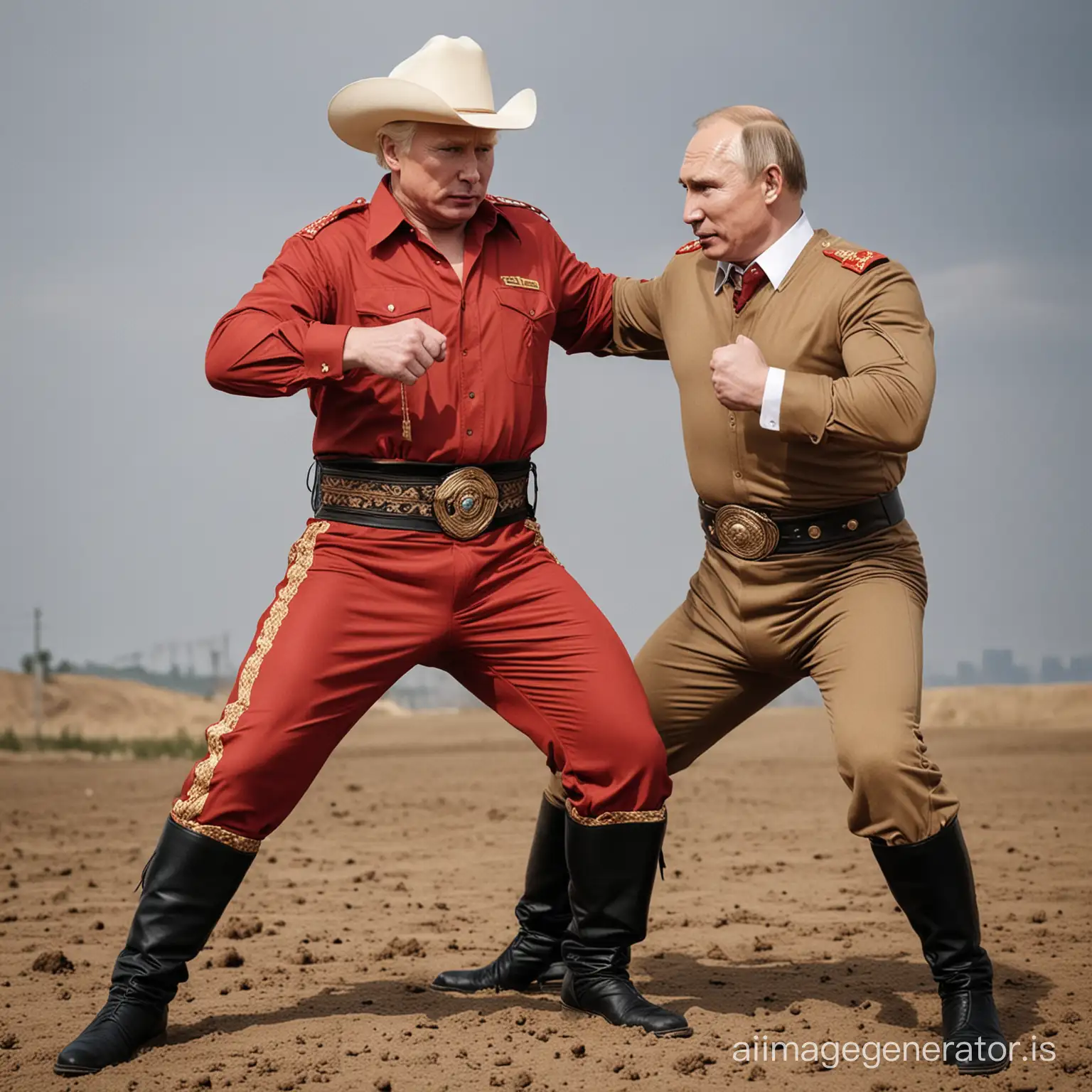 Putin-Wrestles-Trump-Soviet-Army-vs-Cowboy-Showdown