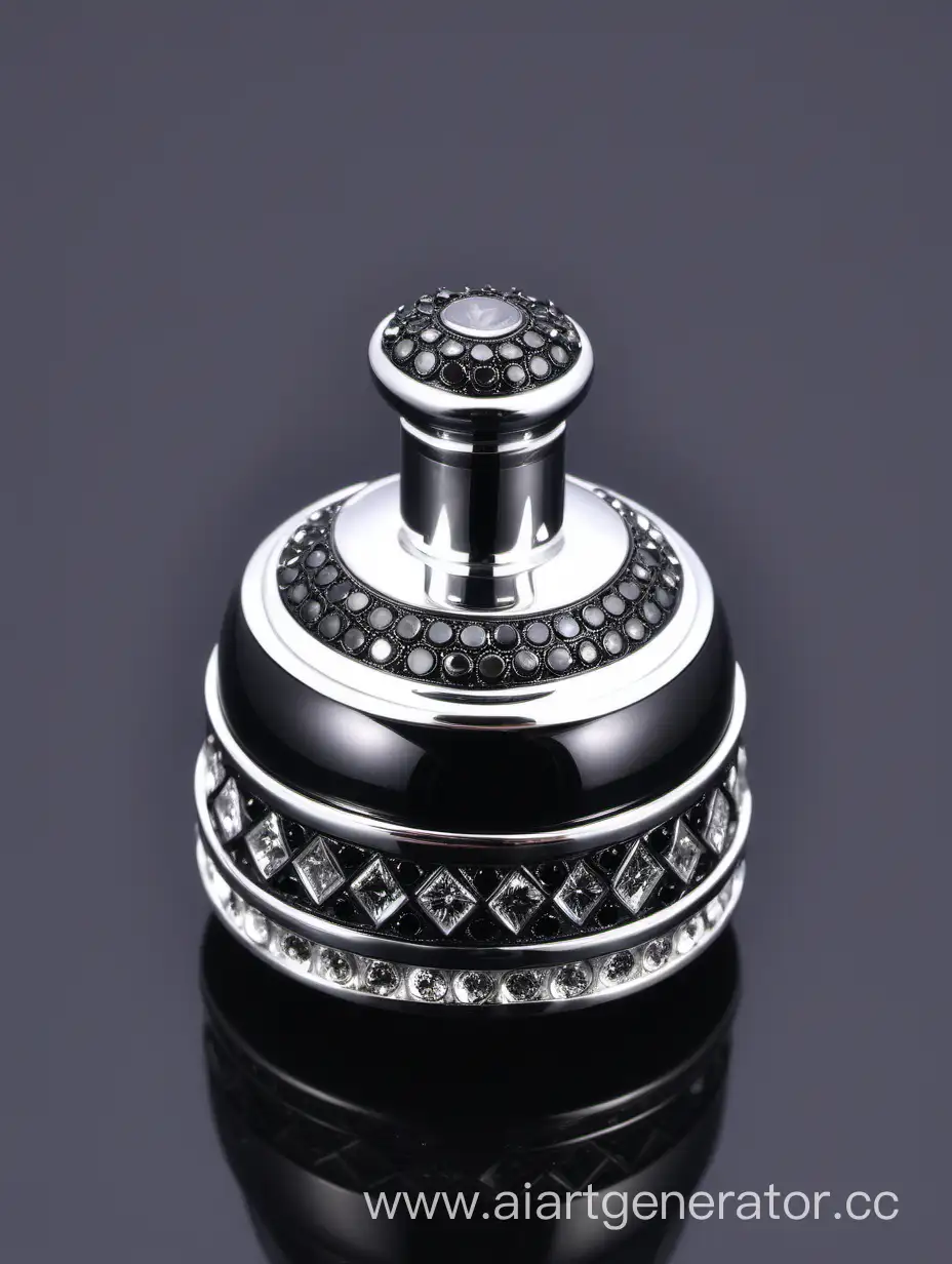Zamac-Perfume-Decorative-Ornamental-Long-Cap-with-Black-and-White-Diamond