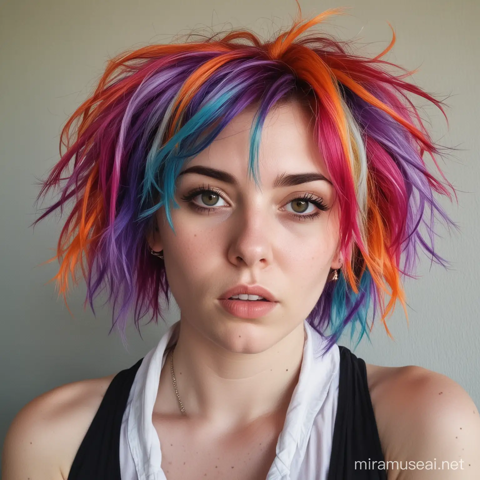 Poet, crazy, colored hair
