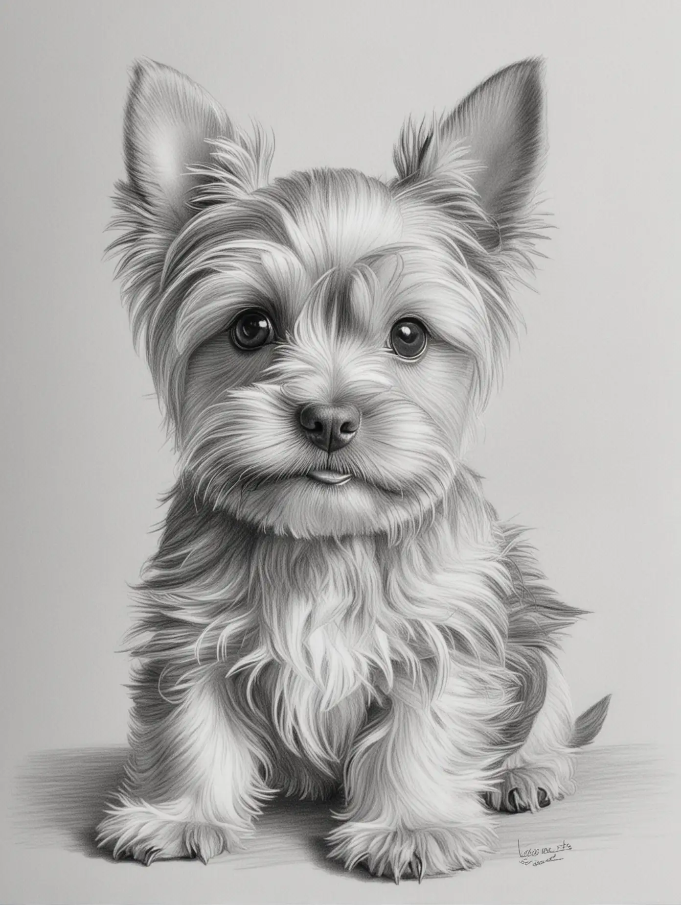 Adorable Yorkshire Terrier Puppy Sketch for Childrens Coloring Book