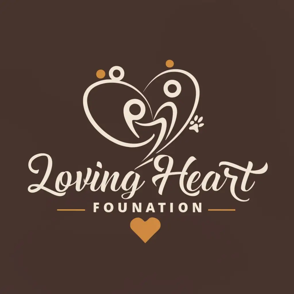 a logo design,with the text "Loving Heart Foundation", main symbol:heart, mother and child, pets,Moderate,be used in Religious industry,clear background