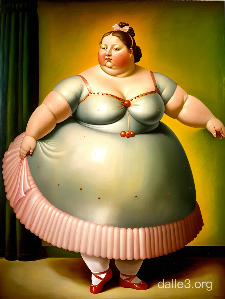 fernando botero painting of a fat ballerina