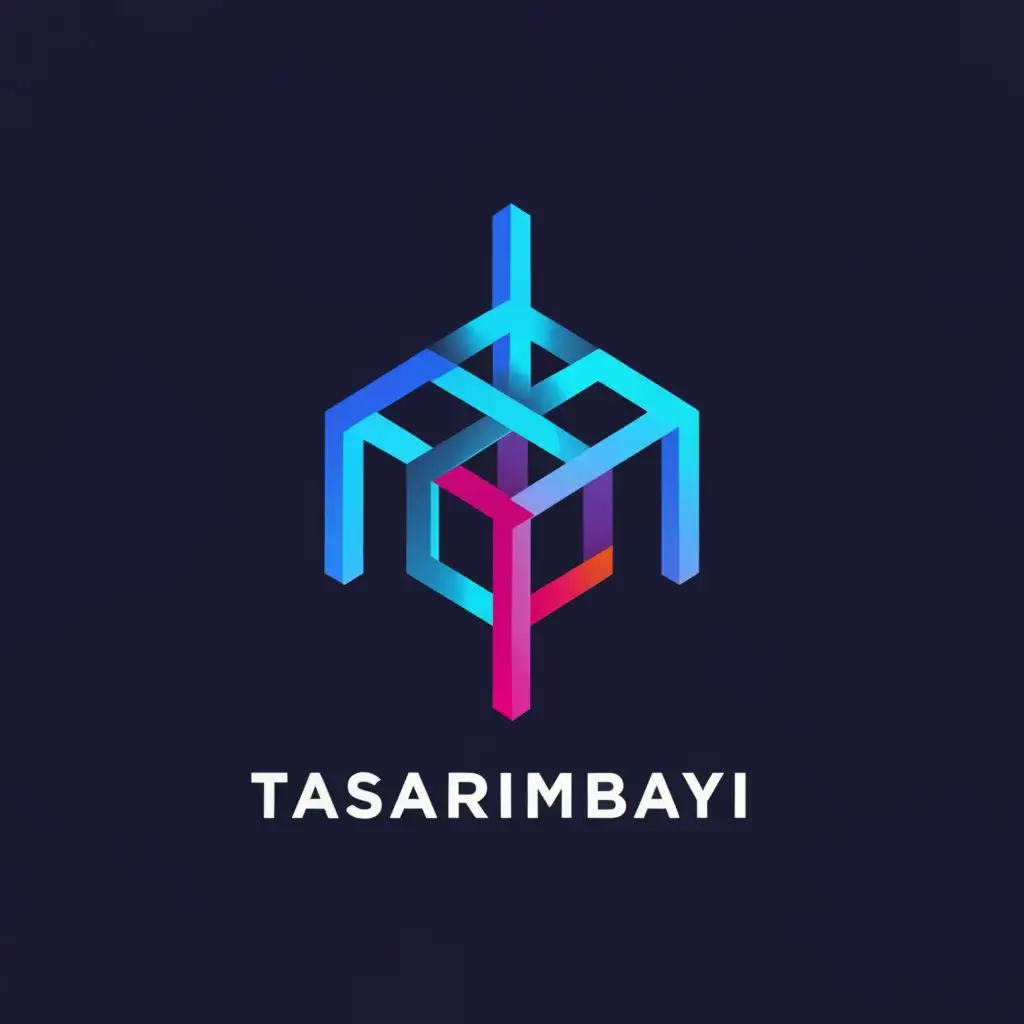 a logo design,with the text "TasarimBayi", main symbol:3d creative, generative and ice blue angle logo, 3d render, product,Minimalistic,be used in Retail industry,clear background