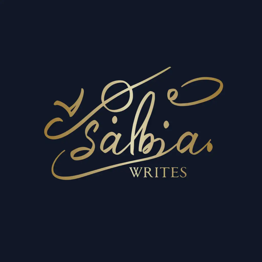 a logo design,with the text "Salbia Writes", main symbol:Logo Concept:

The logo features the name "Salbia Writes" in a stylish Urdu calligraphy font. The letters are intricately designed with fluid strokes, conveying the artistry and beauty of Urdu literature. The color palette consists of deep navy blue for sophistication and gold for elegance, adding a touch of luxury to the design. Surrounding the calligraphy, delicate flourishes and motifs inspired by Urdu poetry and storytelling evoke a sense of creativity and imagination.,Minimalistic,clear background