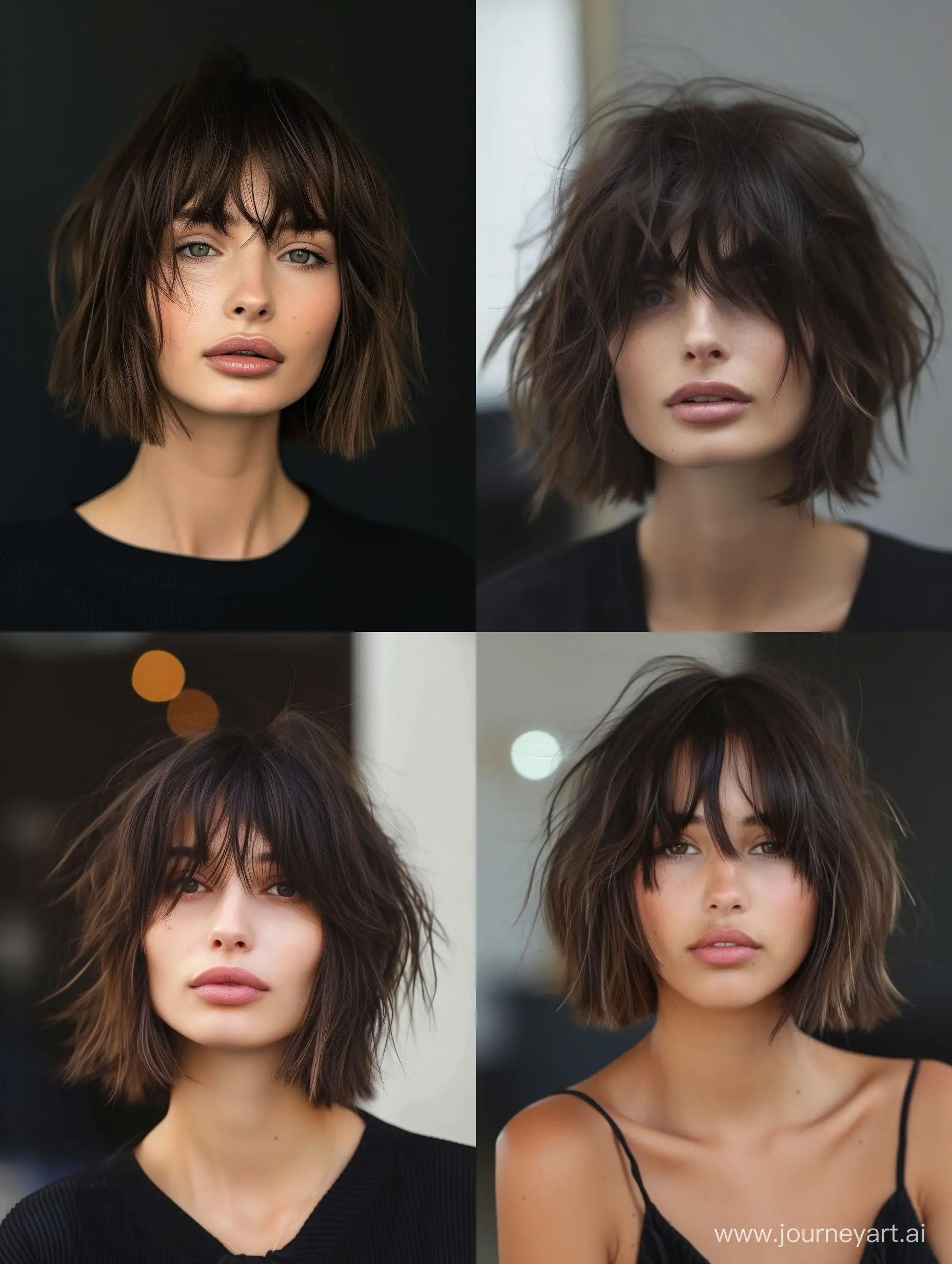 Trendy-Messy-Bob-Haircut-with-Bangs-for-Women-2024