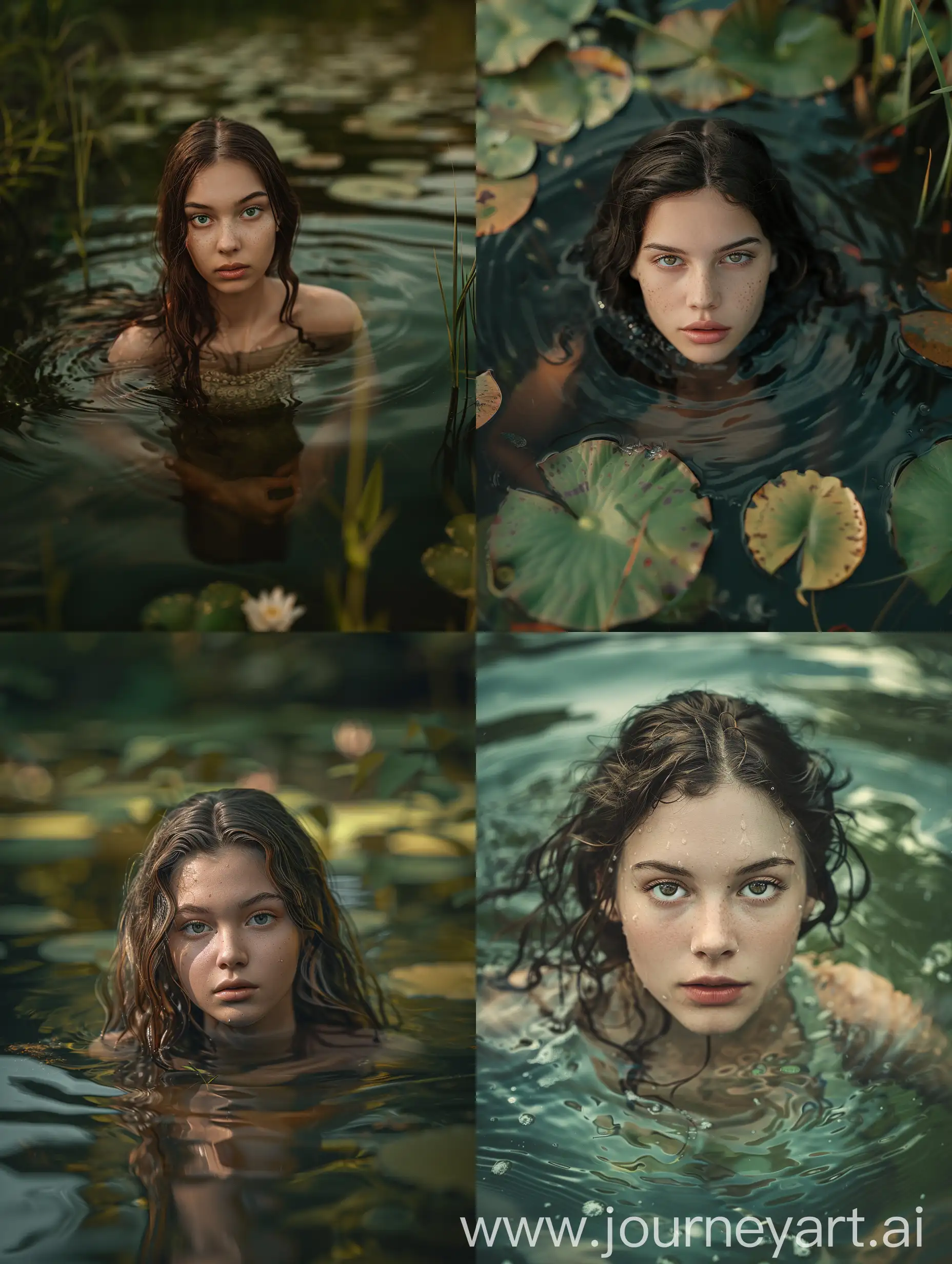 Ultra-realistic photo shot on a Sony a7III of
A young woman swimming in a pond.

Camera photo, detailed, lifelike, detailed, HD, 16K Ultra High-res, Full-length portrait, Full shot, head to toes, wide angle, zoomed out, full figure.