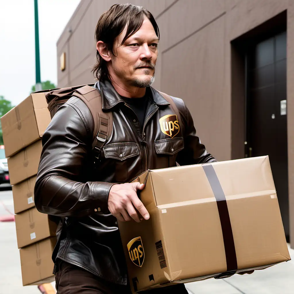 Norman Reedus UPS Delivery Man Carrying Multiple Packages
