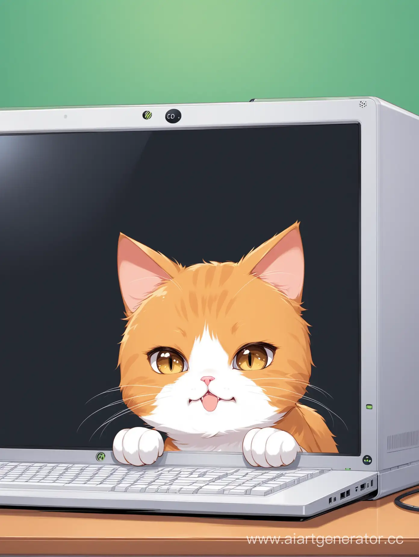 Curious-Cat-Emerging-from-Computer-Screen