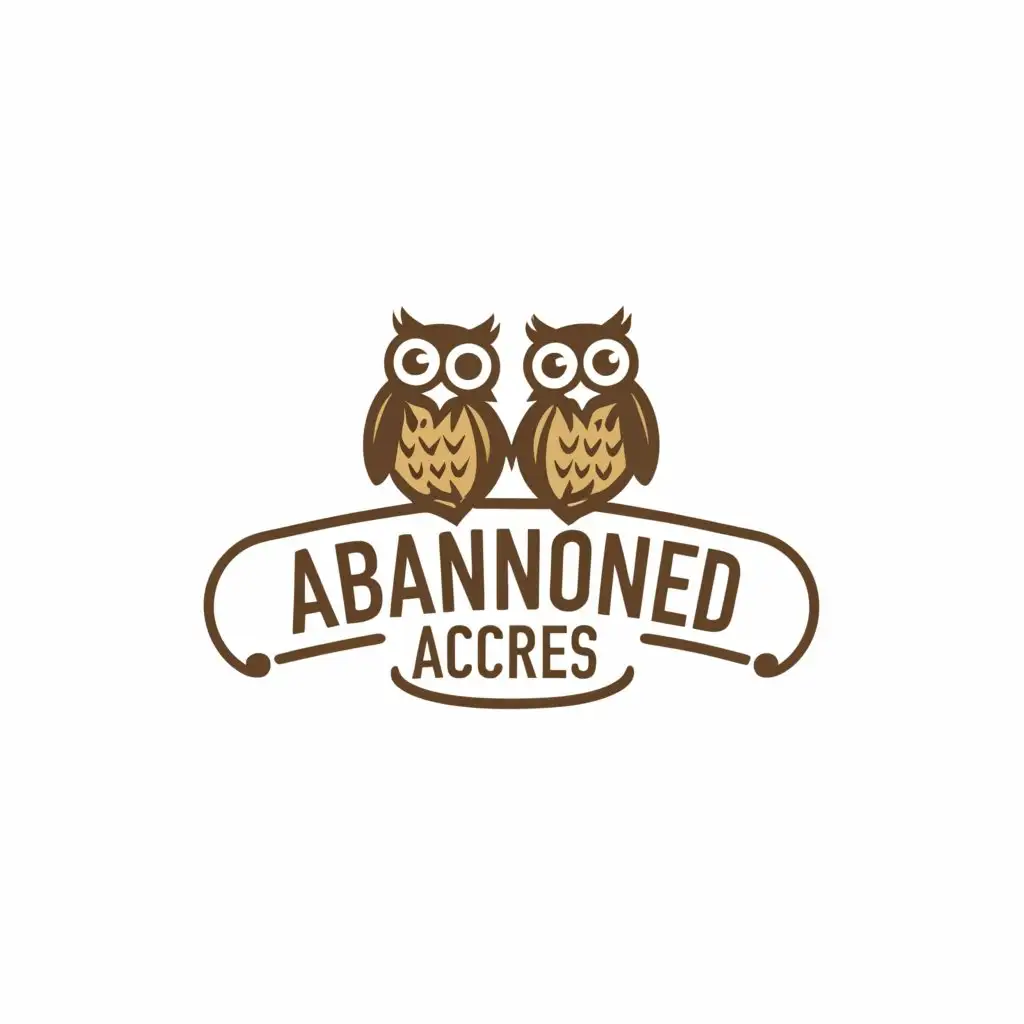 LOGO-Design-For-Abandoned-Acres-Whimsical-Owls-Emblem-for-Home-and-Family-Industry