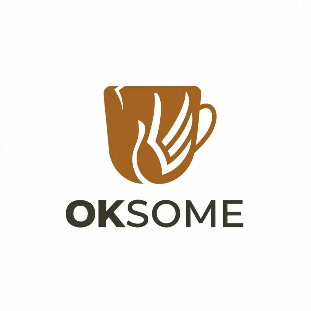 a logo design,with the text "oksome", main symbol:cup，K，hand,Moderate,be used in Restaurant industry,clear background