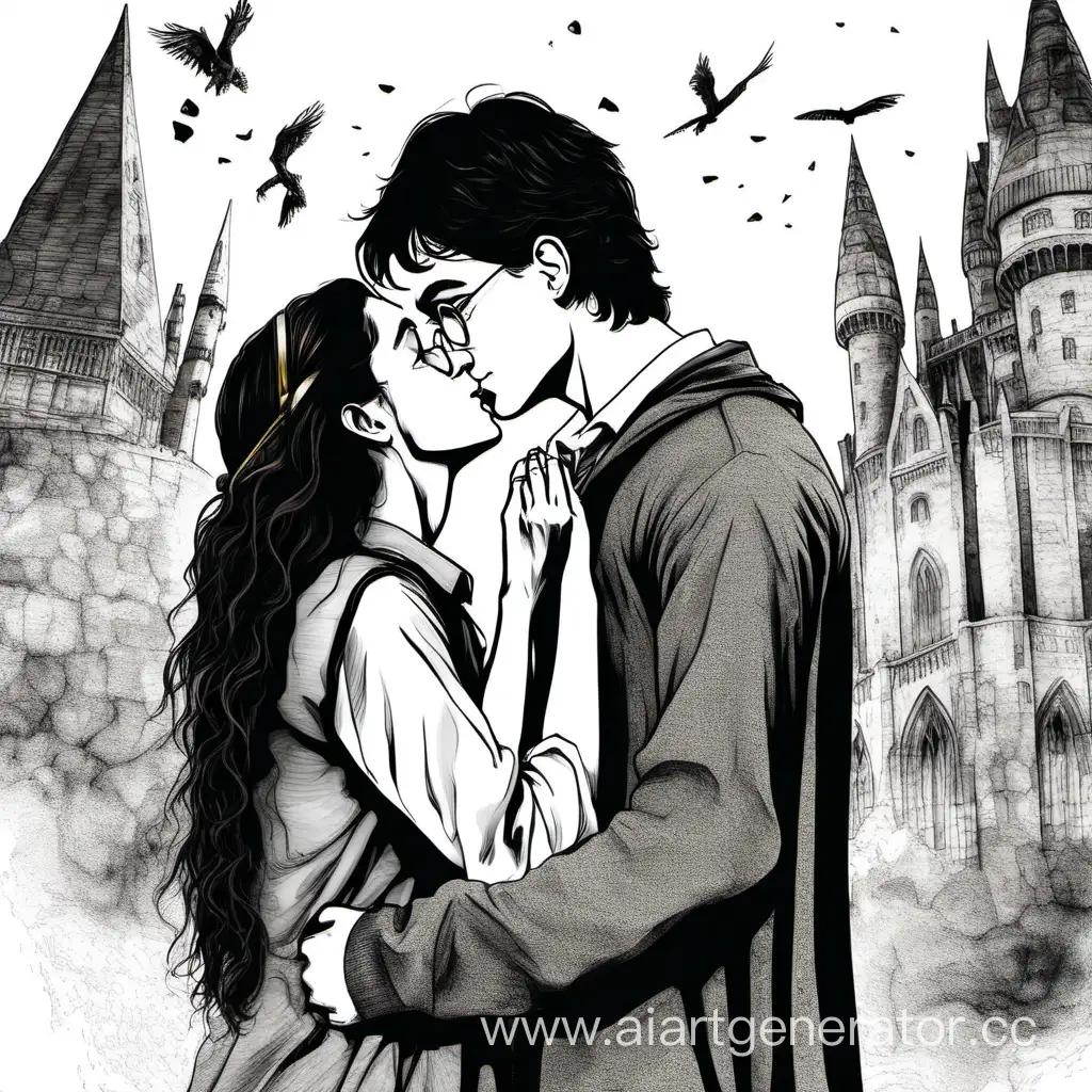 Гарри Поттер и Парвати Патил целуются 
