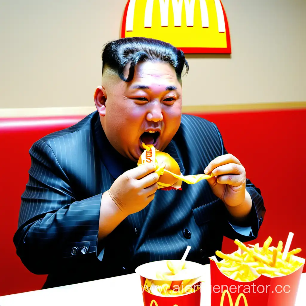 Kim Jong um eating Macdonalds