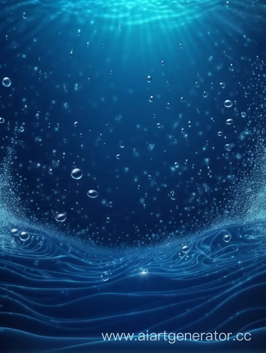 background for the product, underwater world with slight waves and particles of droplets dark blue color