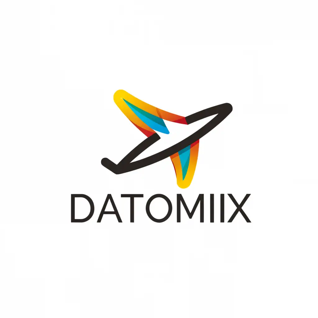 a logo design,with the text "DATOMIX", main symbol:Airplane,Moderate,be used in Technology industry,clear background