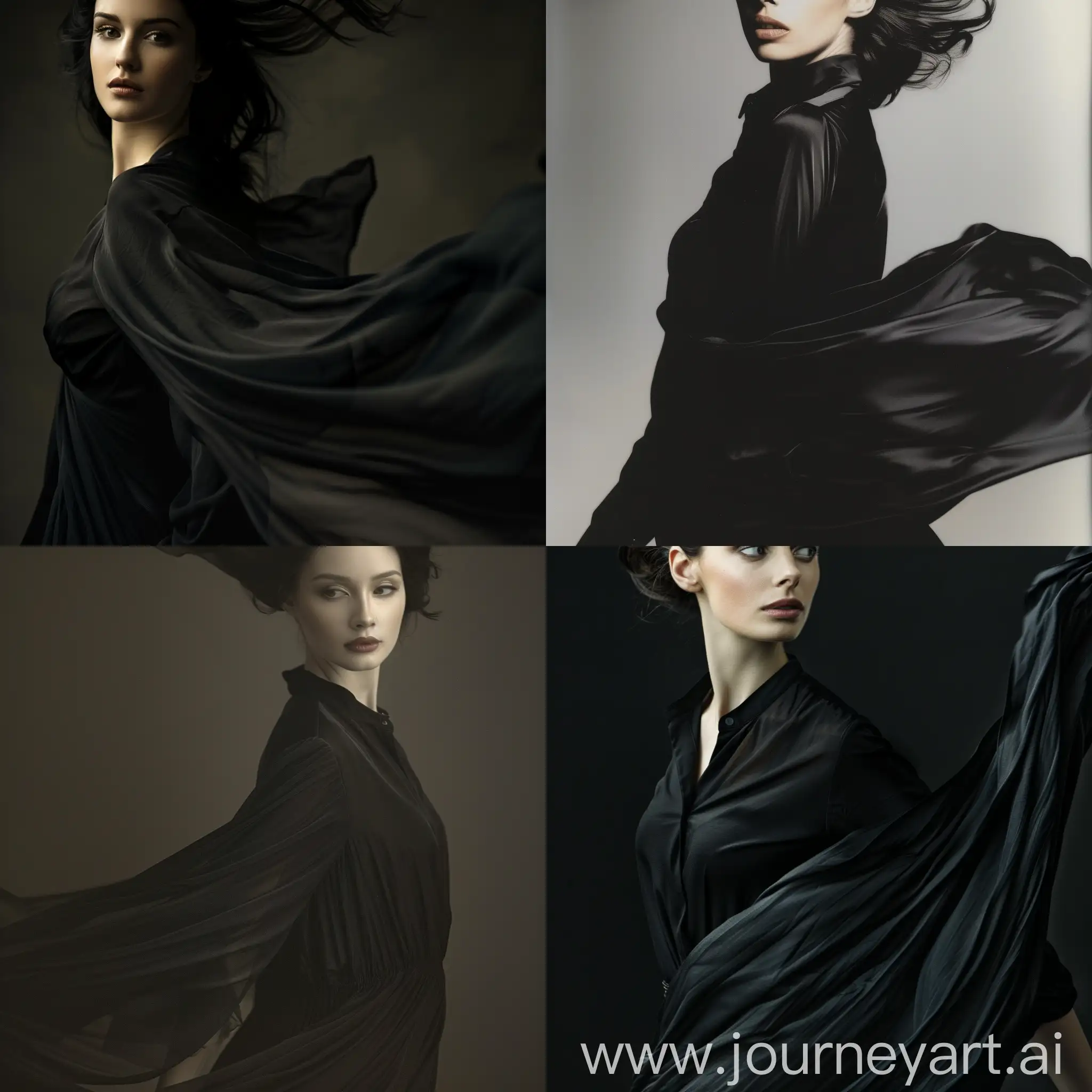 Elegant-Woman-in-Flowing-Black-Shirt-Captivating-Beauty-and-Mystery