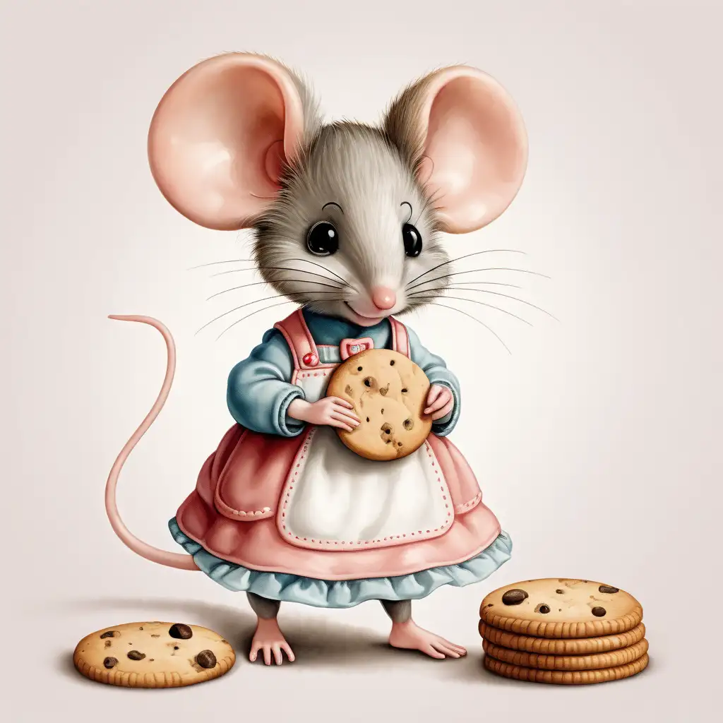 delicate little girl mouse with cookies
